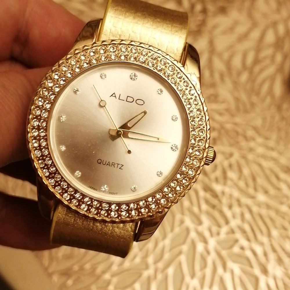 Aldo Gold Tone Watch with Sparkling Crystal Detailing